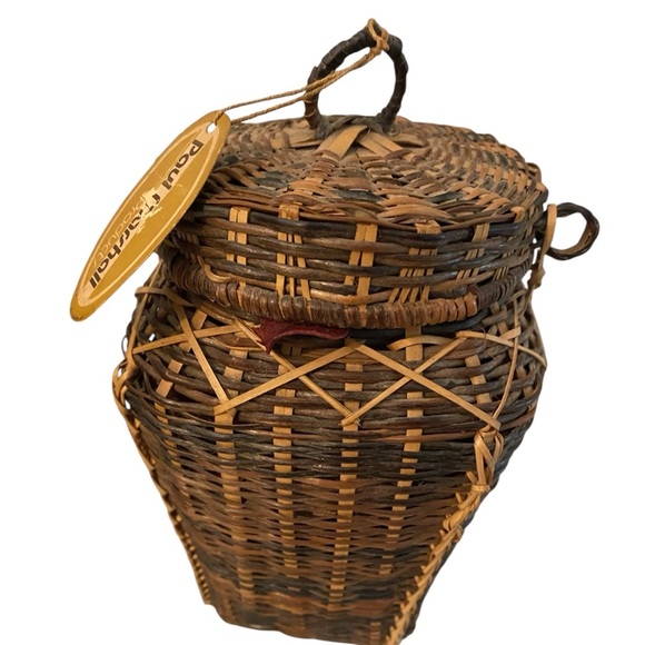 Vintage 80s Paul Marshall Philippines Woven Potpourri Scented Basket with Lid 7” - Picture 1 of 9